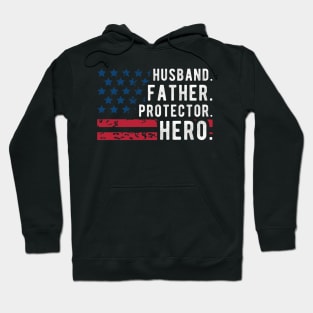 Mens Husband Daddy Protector Hero apparel Fathers Day Flag Hoodie